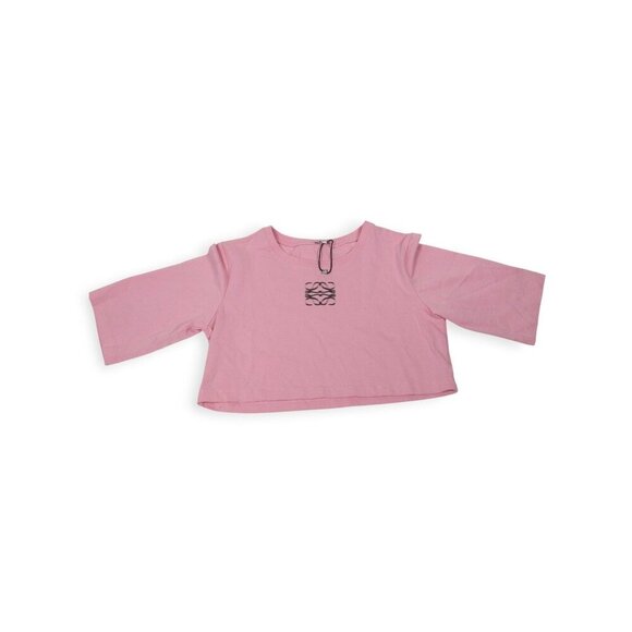 Loewe Blurred Anagram Cotton Cropped T-shirt In Pink RARE SZ L - Picture 4 of 15